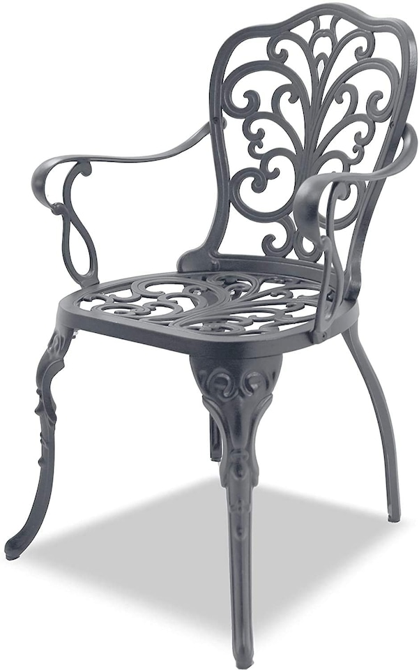 image 1 of Centurion Supports BANGUI Grey Luxurious Garden and Patio Table and 4 Large Chairs with Armrests Cast Aluminium Bistro Set