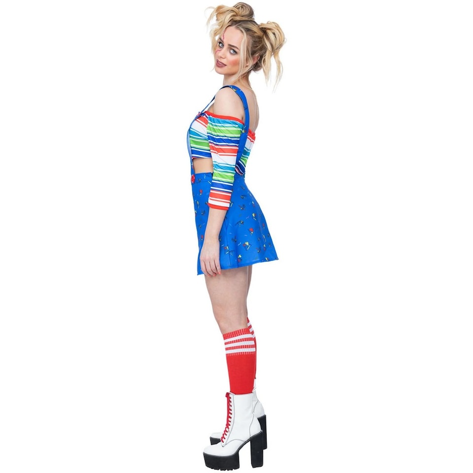 image 1 of Chucky Womens/Ladies Costume Dress | Blue | Blue | M | 1