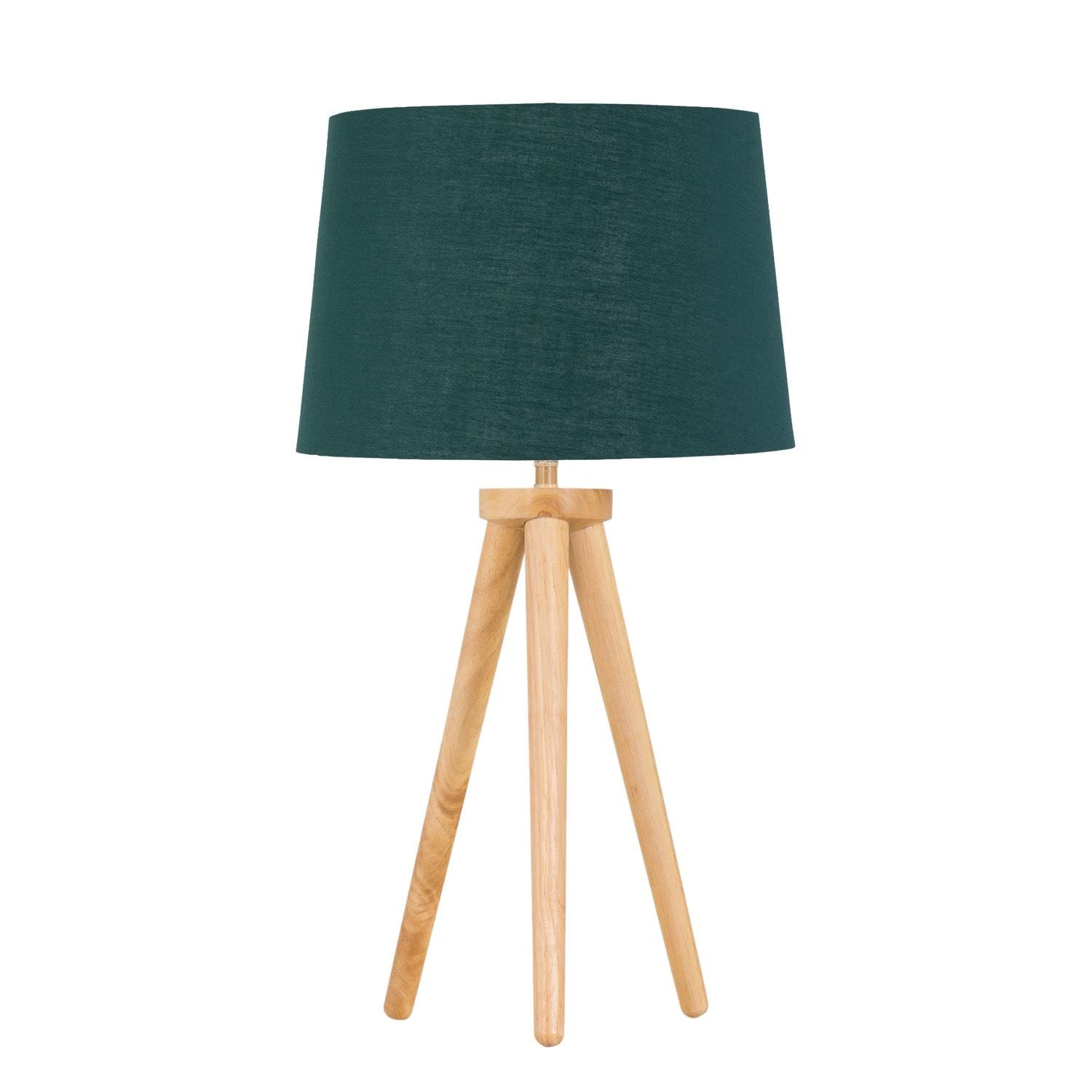 First Choice Lighting Voyage - Light Oak Table Lamp or Bedside Light with Green & Gold Shade in Brown