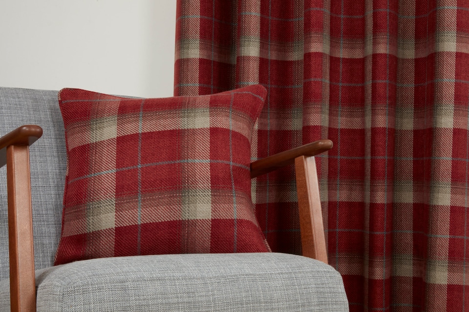 image 1 of Carnoustie Eyelet Blackout Curtains - Red - 229cm x 137cm