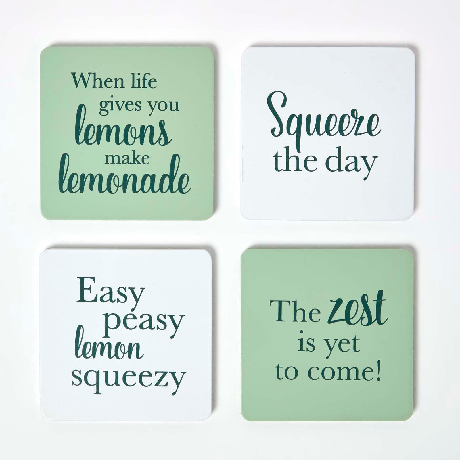 Homescapes Coasters with Citrus Design, Set of 4 in Green