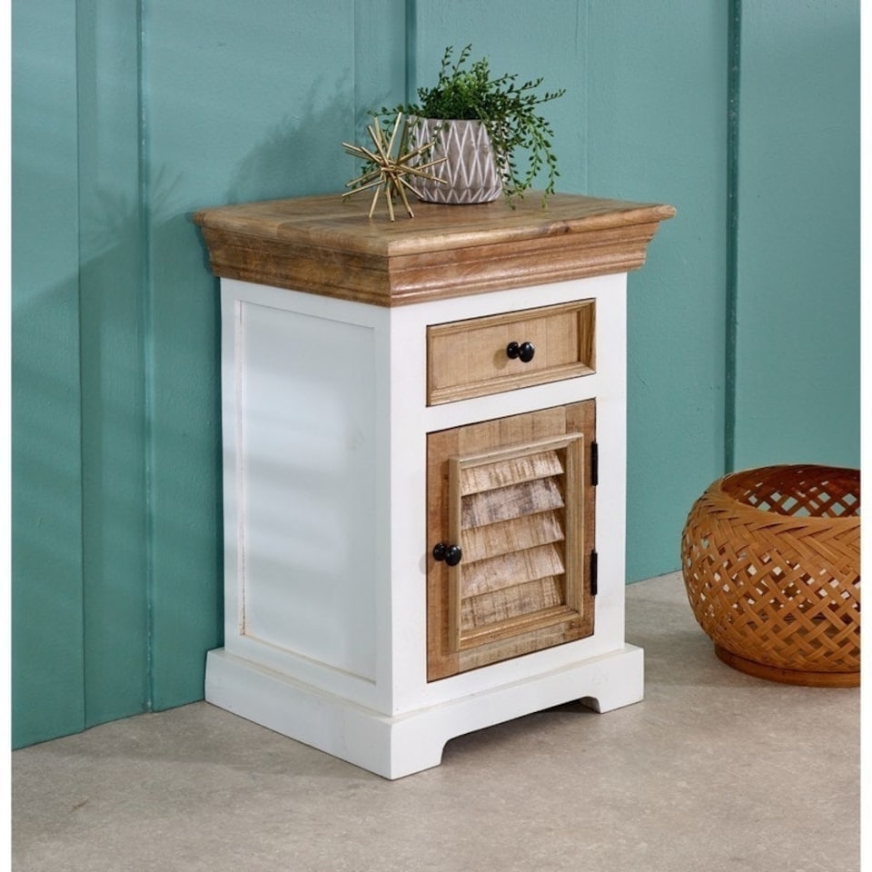 image 1 of Alfie Bedside Cabinet 1 Darwer + Door - Mango Wood - L35 x W45 x H60 cm