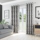 image 2 of Oakland Grey Leaf Pattern, Thermal, Room Darkening Pair of Curtains with Eyelet Top - 90 x 90 inch (229x229cm)