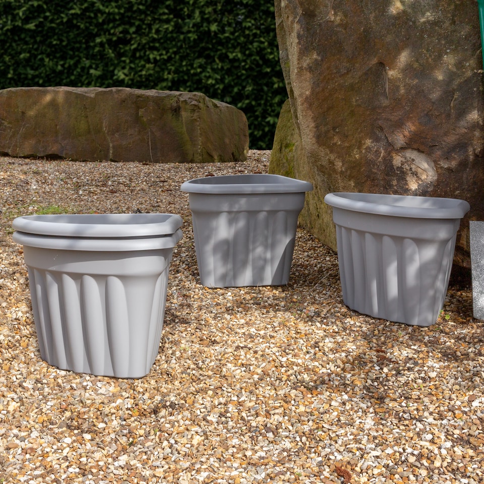 image 1 of Wham Vista 4 x 40cm Corner Plastic Garden Planters | Grey | Upcycle Grey