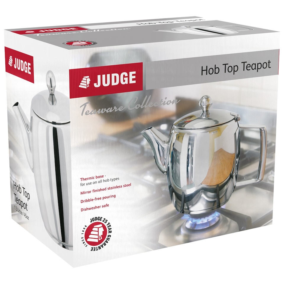 image 1 of Judge Traditional Hob Top Teapot 6 Cup 1.3L Silver