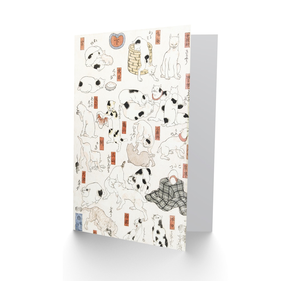 image 1 of Utagawa Kuniyoshi Art Card Cats Vintage Japanese Ukiyoe