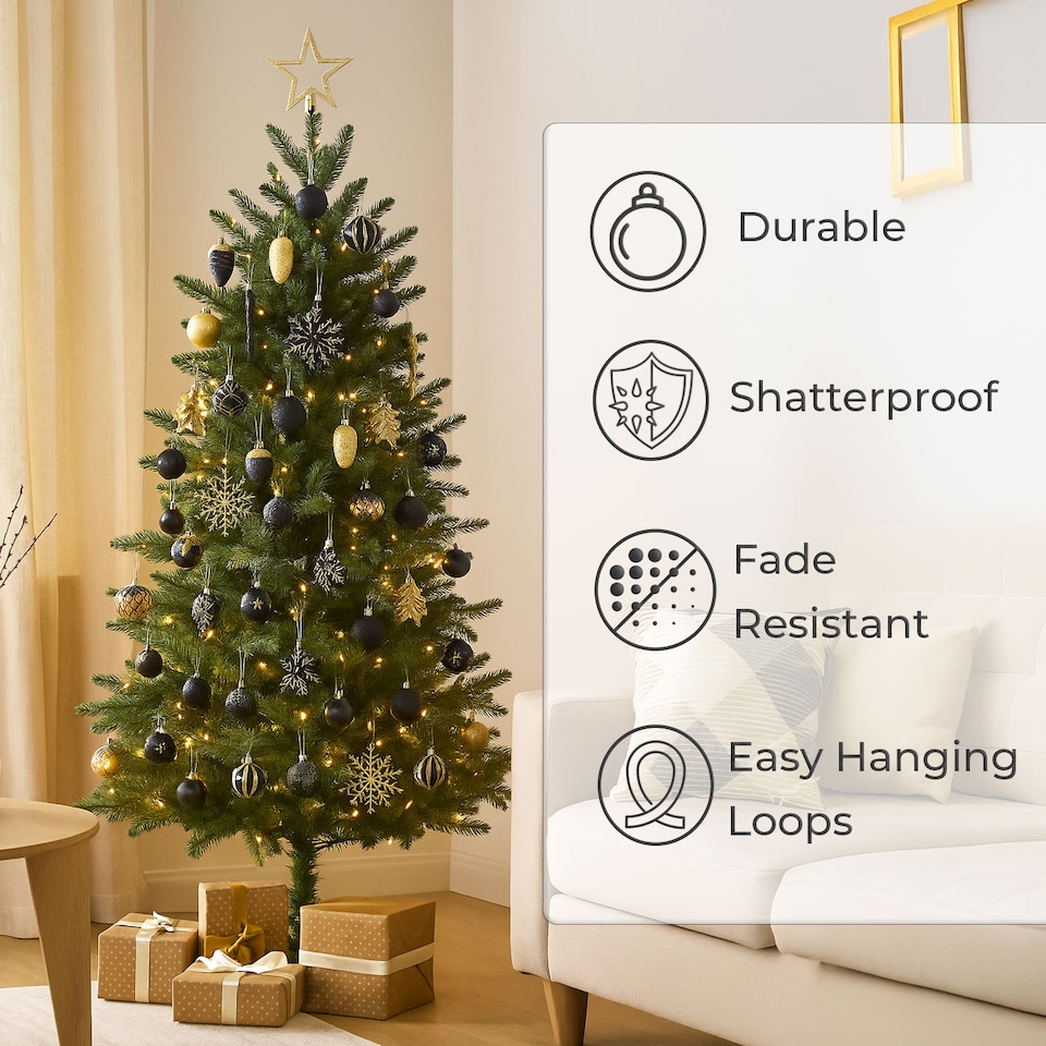 image 1 of Neo Large 110PCS Christmas Tree Bauble Ornaments Set | Black