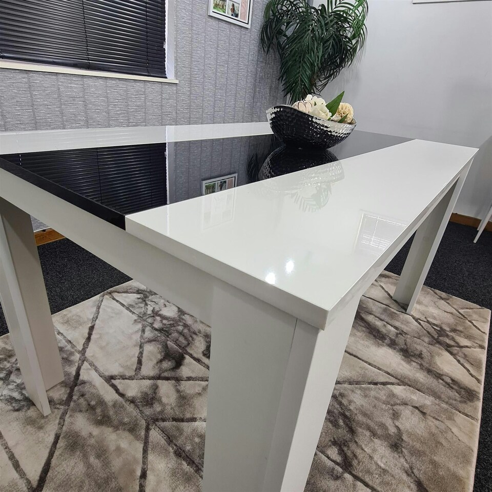 image 1 of Dining Table Wood Kitchen Place for 6 Seats, Dining Table Only (White and Black H 75 x L 140 x W 80 cm) White