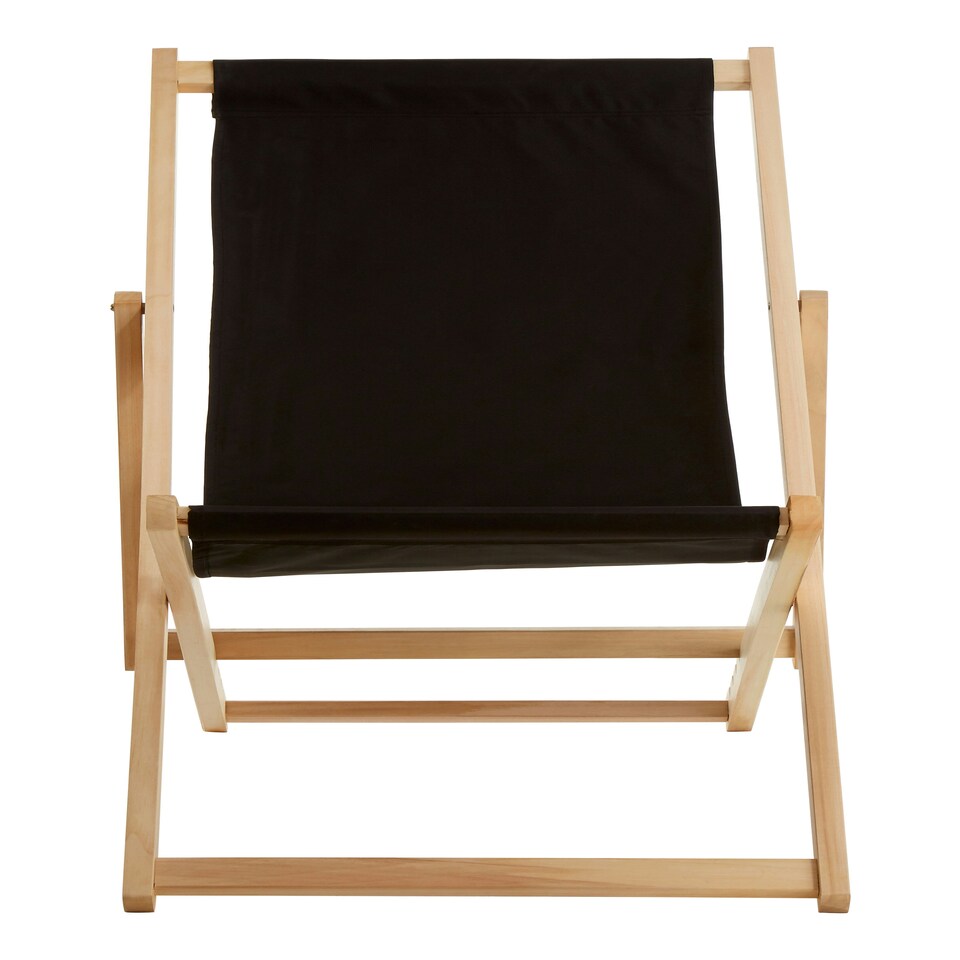 image 1 of Interiors by Premier Adjustable Black Deck Chair, Sling Design Lawn Chair, Ethically Sourced Deck Chair, Stylish Garden Chair