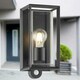 image 6 of Set of 2 Brandon - Black Motion Sensor Outdoor Wall Lights Black | Clear
