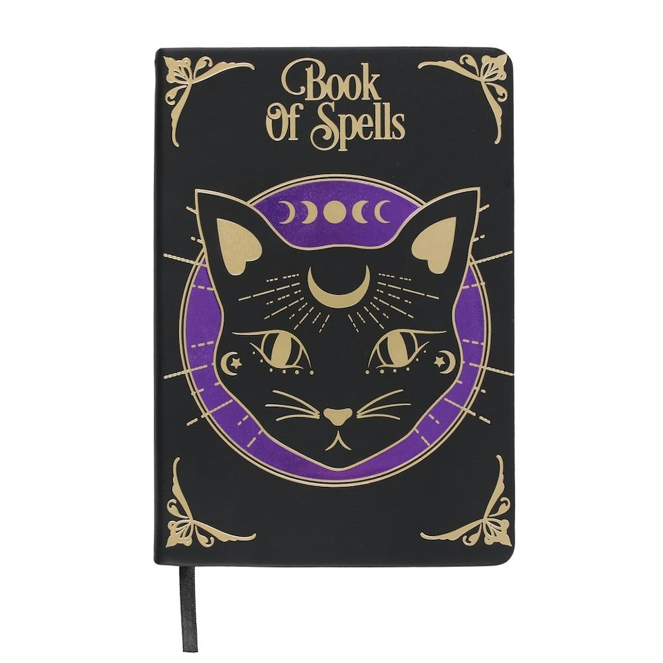 image 1 of Something Different Mystic Mog A5 Notebook - Black/Purple/Cream - One Size
