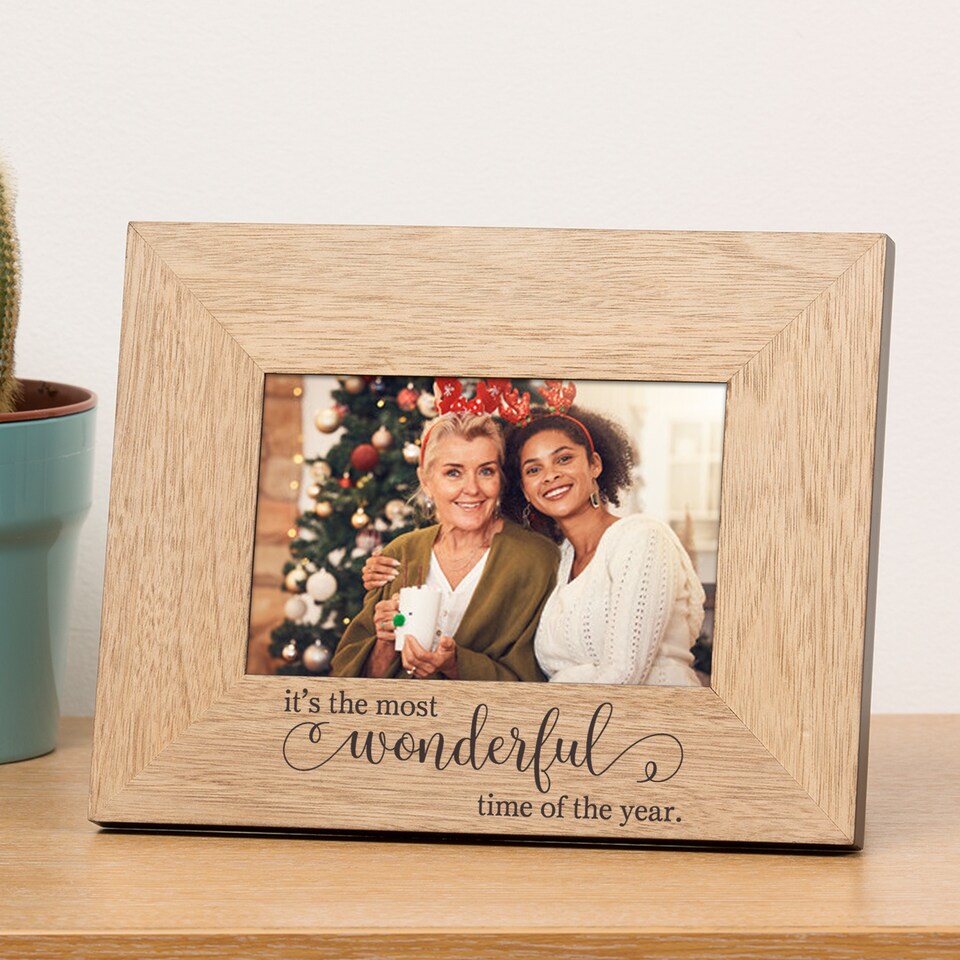 image 1 of Personalised Most Wonderful Wood Picture Frame 6x4 Christmas Family