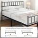 image 6 of Yaheetech 5ft King Metal Bed Frame with Slatted Headboard Black