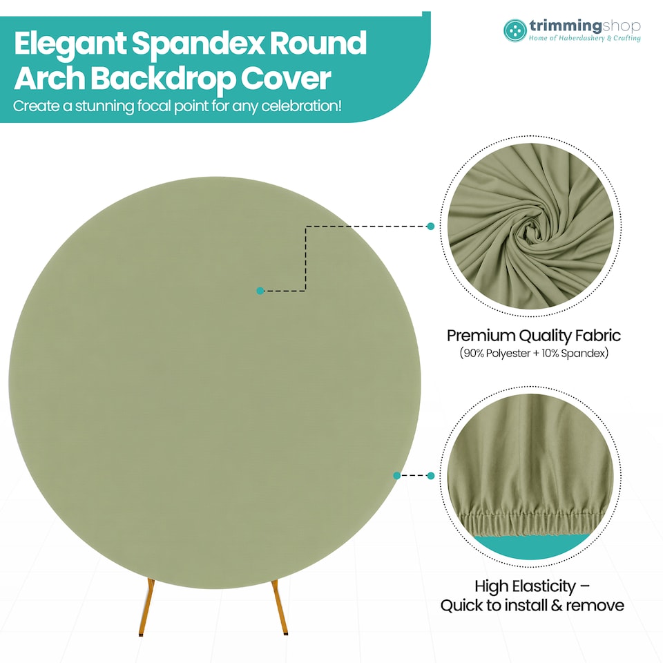 image 1 of 160GSM Sage Green Round Arch Backdrop Cover - 180cm
