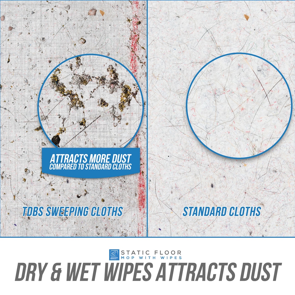 image 1 of Floor Mop & Disposable Wipes Bundle Includes 60 Dry & 20 Wet Wipes
