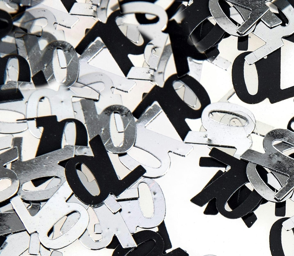 image 1 of 70th Birthday Confetti Black & Silver 1 pack x 14 grams birthday decoration Foil Metallic 1 pack