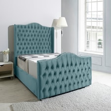 Saturn Wing Plush Small Double Bed Frame - Duck Egg