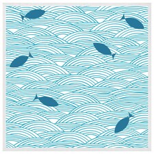 Waves & fish (Picture Frame) White | XL