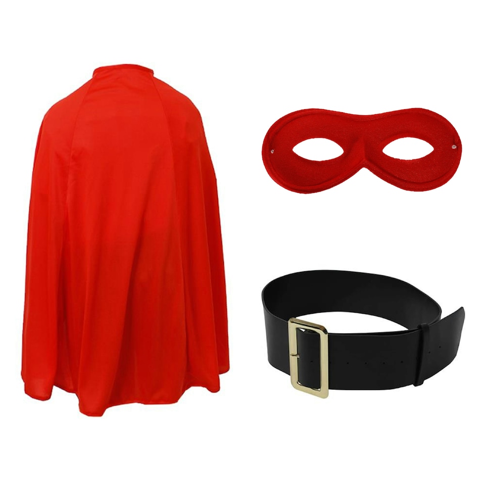 image 1 of Super Potato Costume Hero Set - Belt, Red Mask & Cape Red | One Size