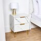 image 3 of OHS Marble Effect Nightstand Bedside Table End Side Cabinet