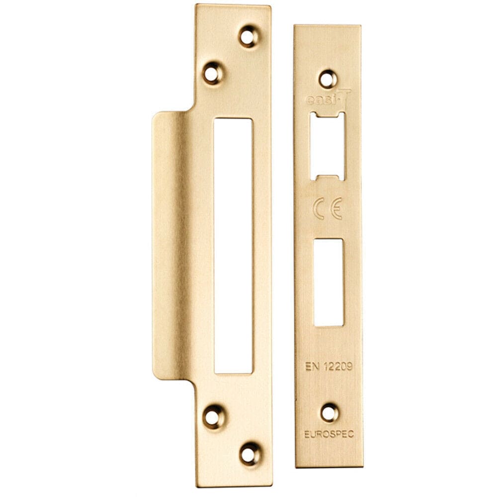 Loops Square Forend Strike & Fixing Pack Suitable for Sashlocks Satin Brass in Metallics