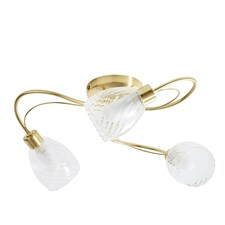 BHS Arya 3 Light Flush Bathroom Ceiling Light | Gold | Satin Brass | 1