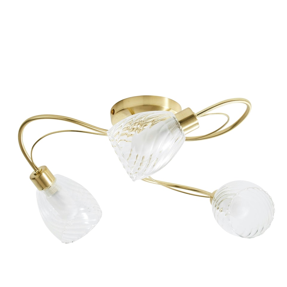 image 1 of BHS Arya 3 Light Flush Bathroom Ceiling Light | Gold | Satin Brass | 1