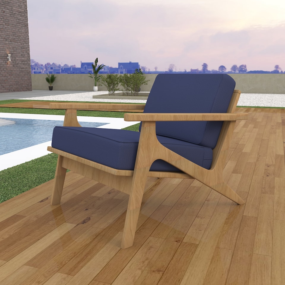 image 1 of Covers&All Outdoor Seat / Back Cushions, Durable Cover Rite Fabric, 24 in L x 24 in W x 5 in Thick, Navy Blue