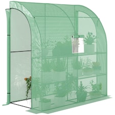 Outsunny Walk-In Lean to Wall Greenhouse wWindow&Door 200Lx 100W x 215Hcm Green