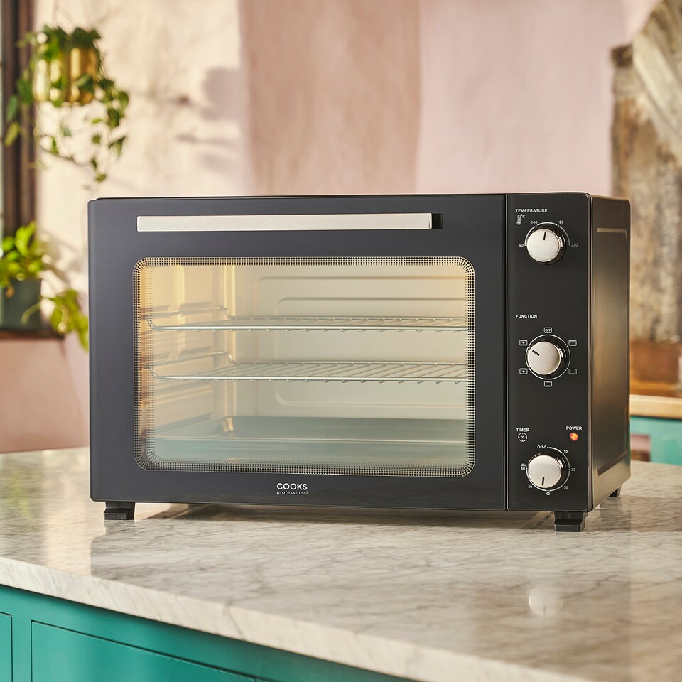 image 1 of Cooks Professional 60L Mini Oven - X-Large Electric Countertop Cooker with Adjustable Temperature & Timer