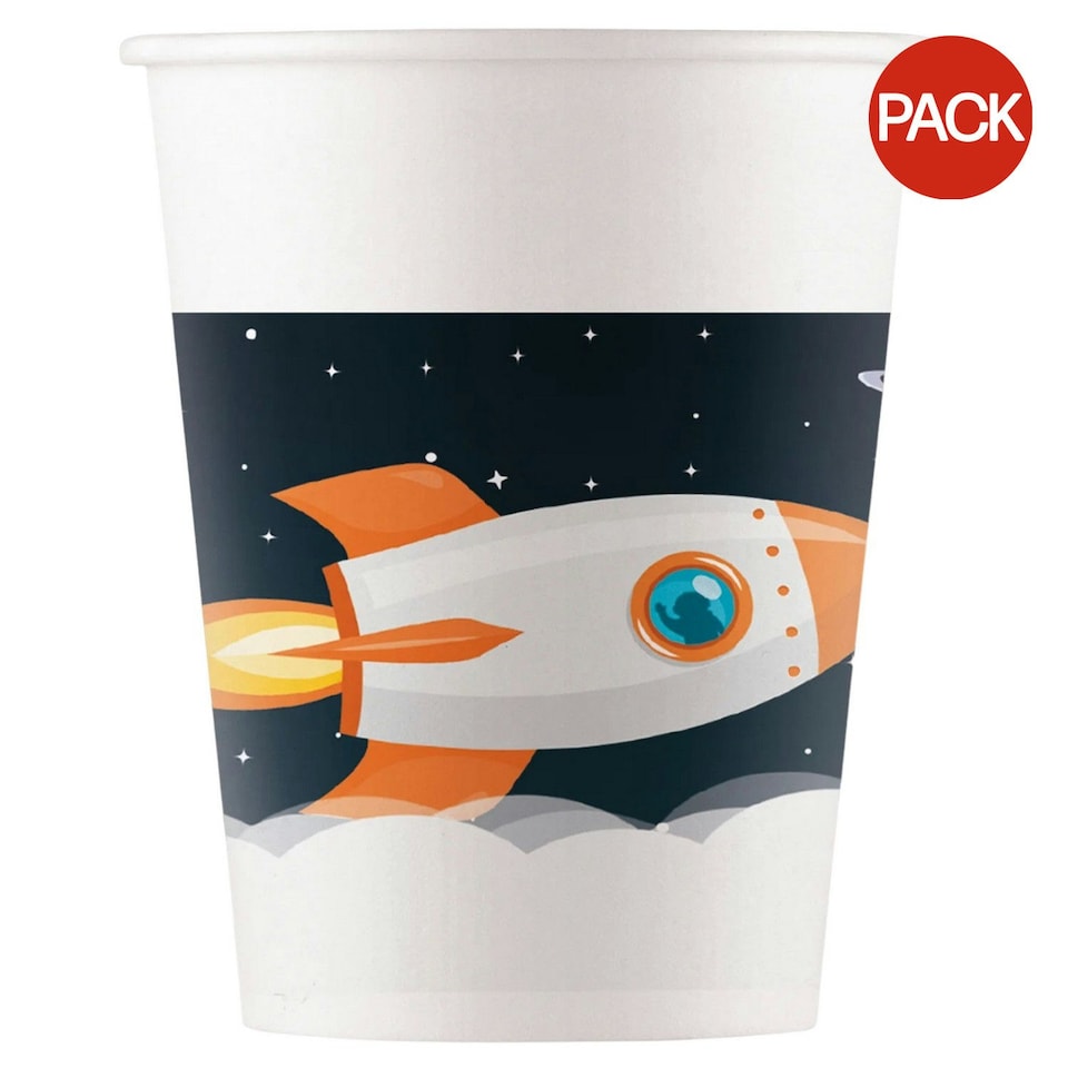 Procos Featuring An Astronaut Party Cup (Pack of 8) - White/Black - One Size