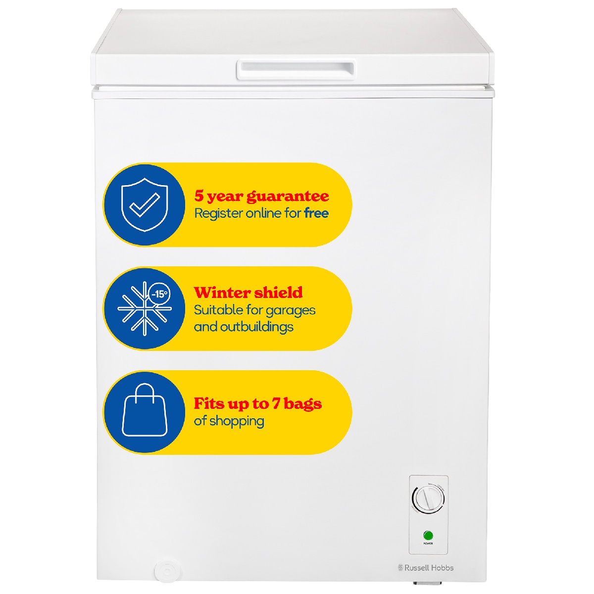Russell Hobbs RH142CF0E1W Chest Freezer 143L Freestanding White 5 Year Guarantee