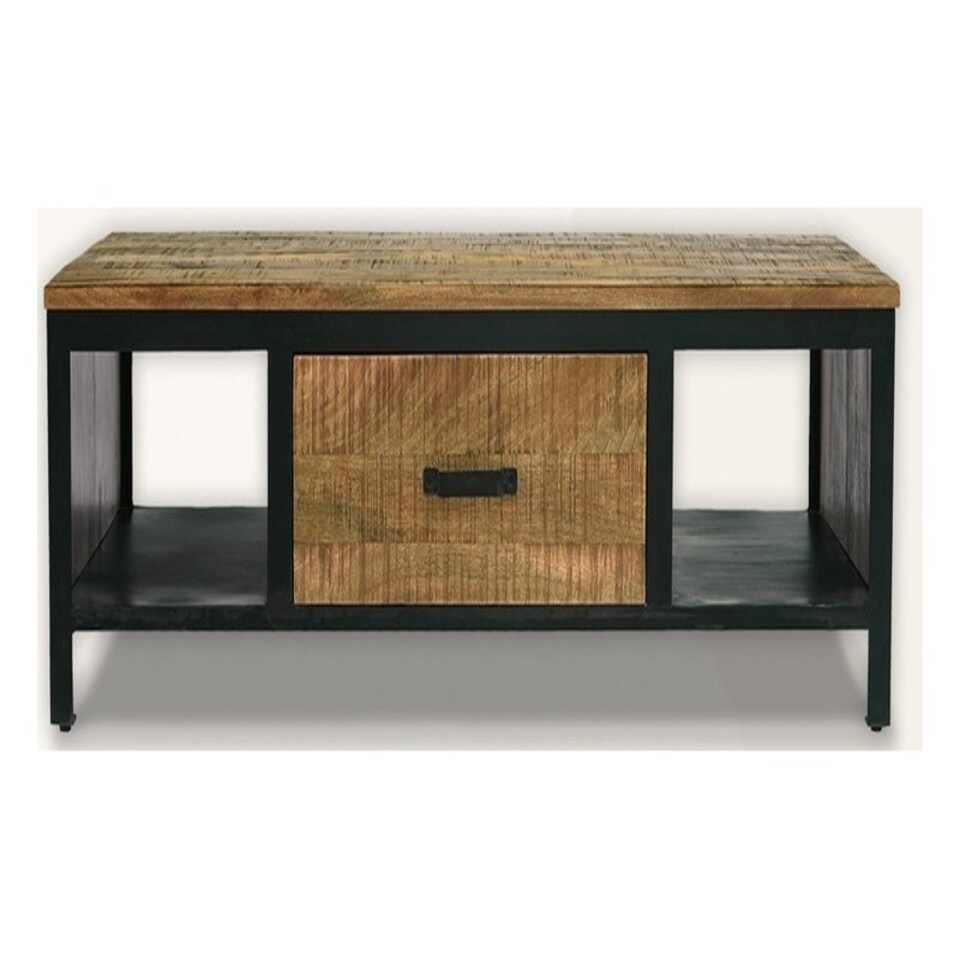 Induse Coffee Table 1 Drawer - Mango Wood/Iron - L60 x W120 x H41 cm - PP Sawn Finish | Brown
