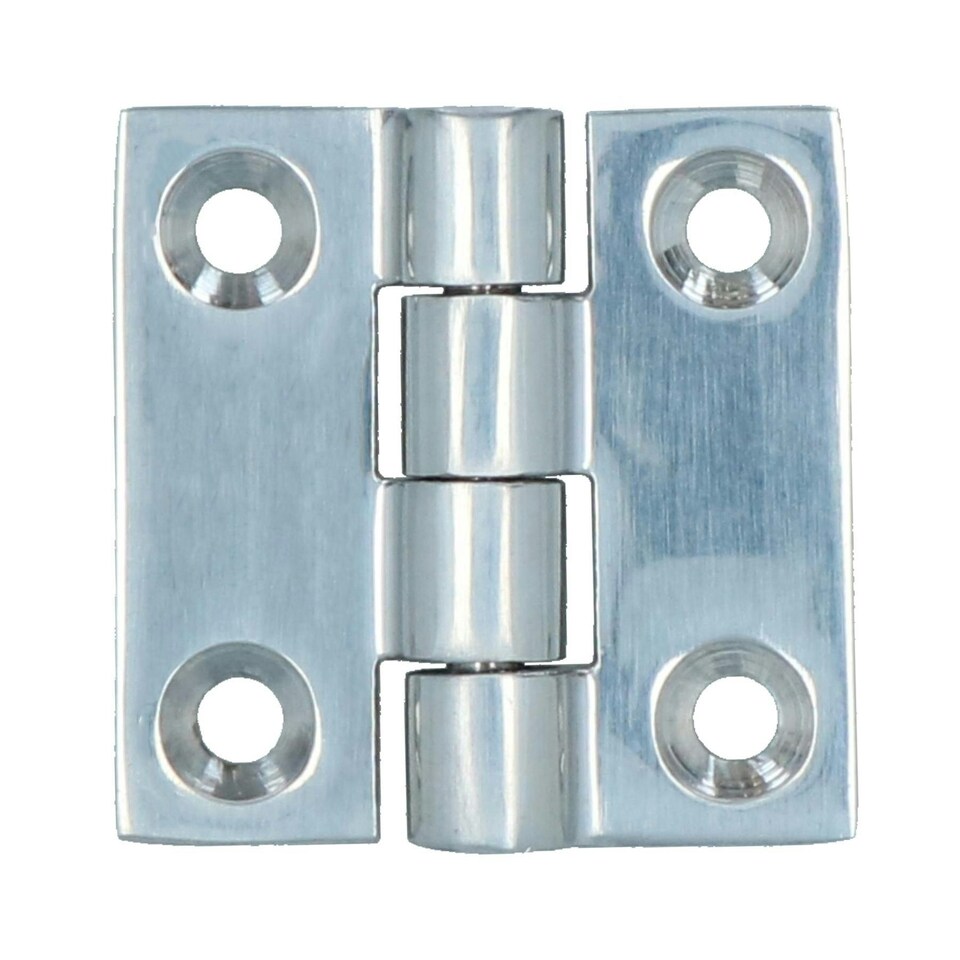 image 1 of Polished Door Butt Hinge 2 Pack Stainless Steel 38mm x 38mm 316 Marine Cabin Silver