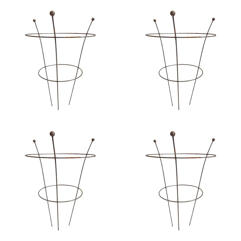 image 1 of Pack of 4 Tom Chambers Herbaceous Bare Rusted Steel Garden Plant Support Medium 54cm x 40cm