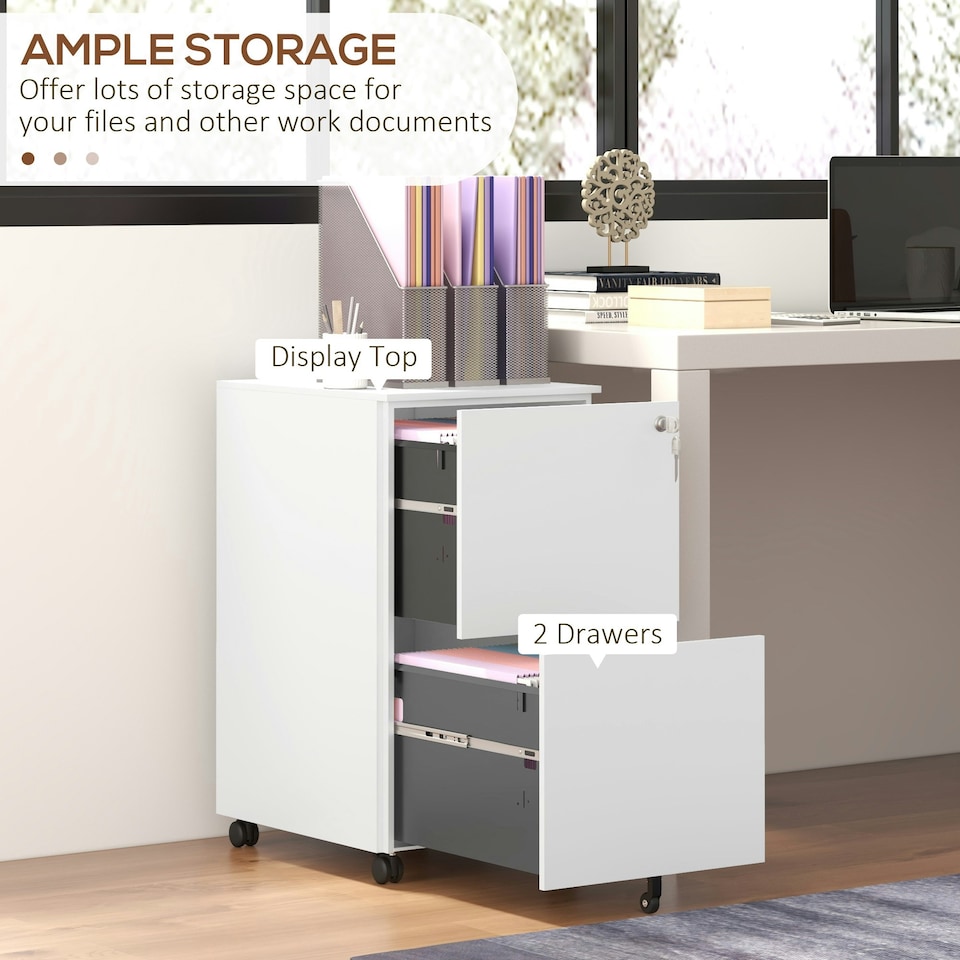 image 1 of Vinsetto Steel File Cabinet with Hanging Bar for Letter A4 Legal Size White