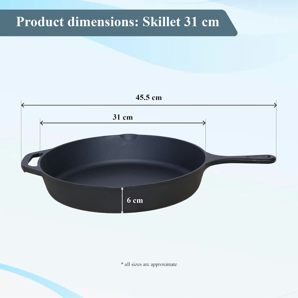 image 1 of Buckingham Pre-Seasoned Cast Iron Frying Skillet Pan 31.5 cm.