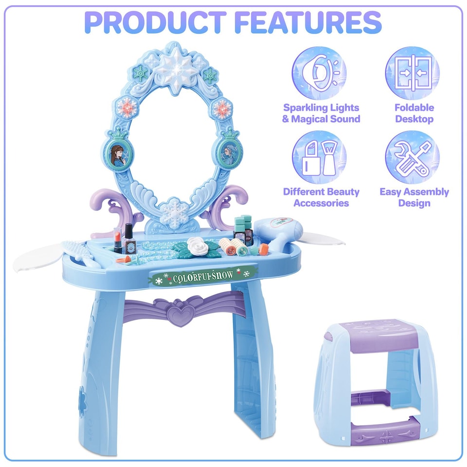 image 1 of Magical Girls Light-Up Makeup Vanity Table Playset