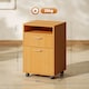 image 5 of HOMCOM 60cm Filing Cabinet with Drawer, Open Shelf, Metal Handles and 4 Wheels, Office Home Organiser Mobile Printer, Natural Wood Finish