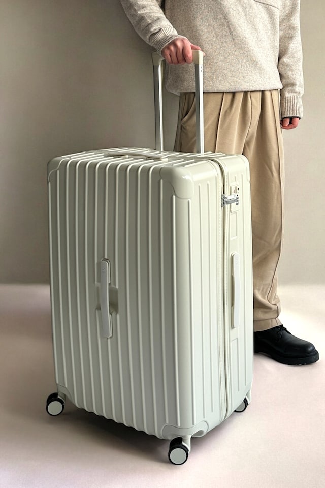 image 1 of Lightweight Hard Shell Check-In Suitcase with Cupholder | Large Size Luggage