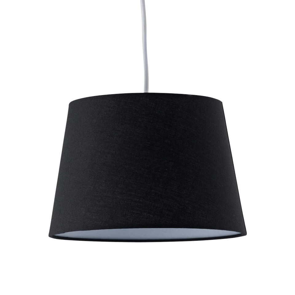 image 1 of Black Cotton 23cm Tapered Cylinder Pendant or Lamp Shade Black