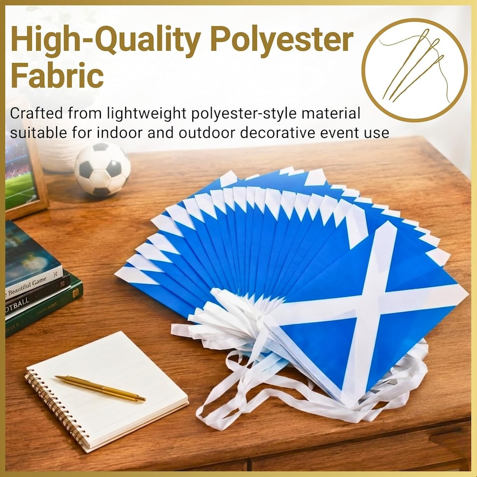 image 1 of 10m/33ft Scotland Flag Bunting for FIFA 2026 World Cup Football Event – 30 Double Sided Scottish Saltire Polyester Banner 14 x 21cm Football Party Decorations