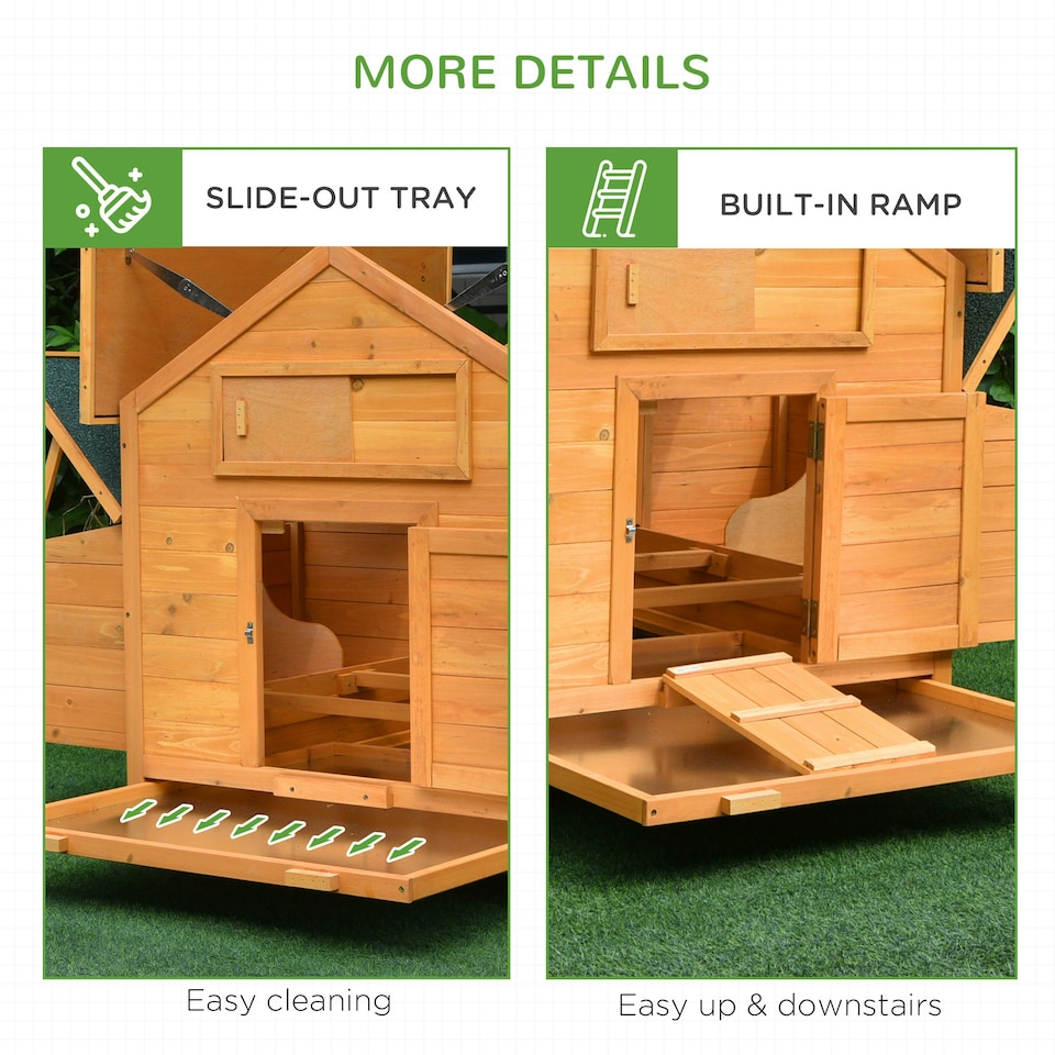 image 1 of PawHut Wooden Chicken Coop, Poultry Cage with Nesting Boxes, Tray, Yellow