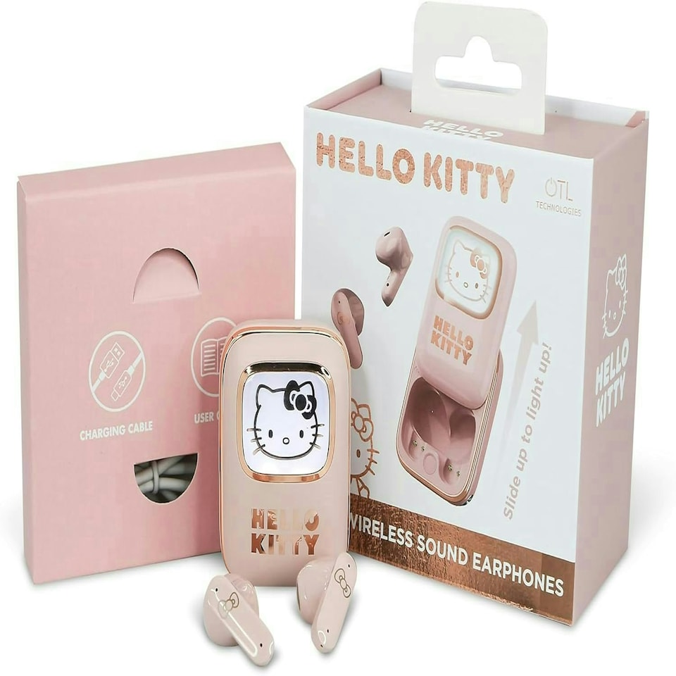 image 1 of OTL Hello Kitty Slide Open TWS Earphones Pink