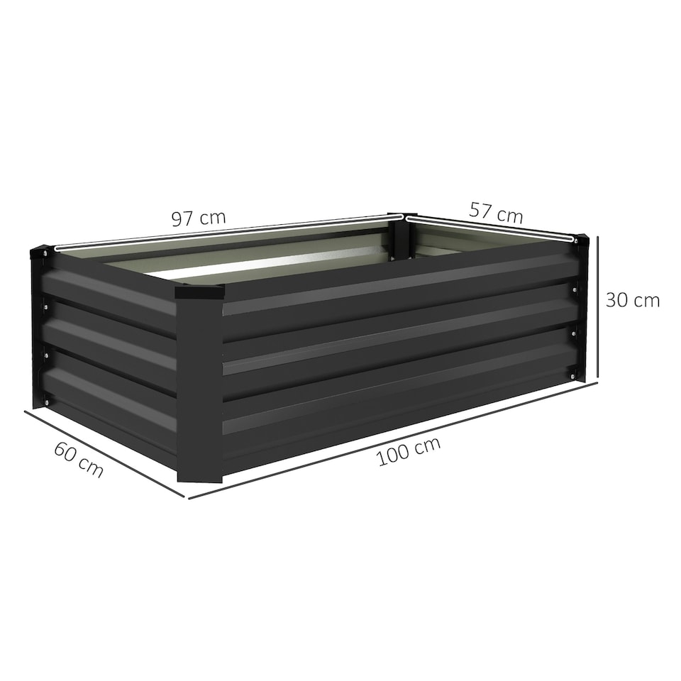 image 1 of Outsunny Set of 2 Raised Garden Bed Outdoor Galvanised Planter Box, Grey
