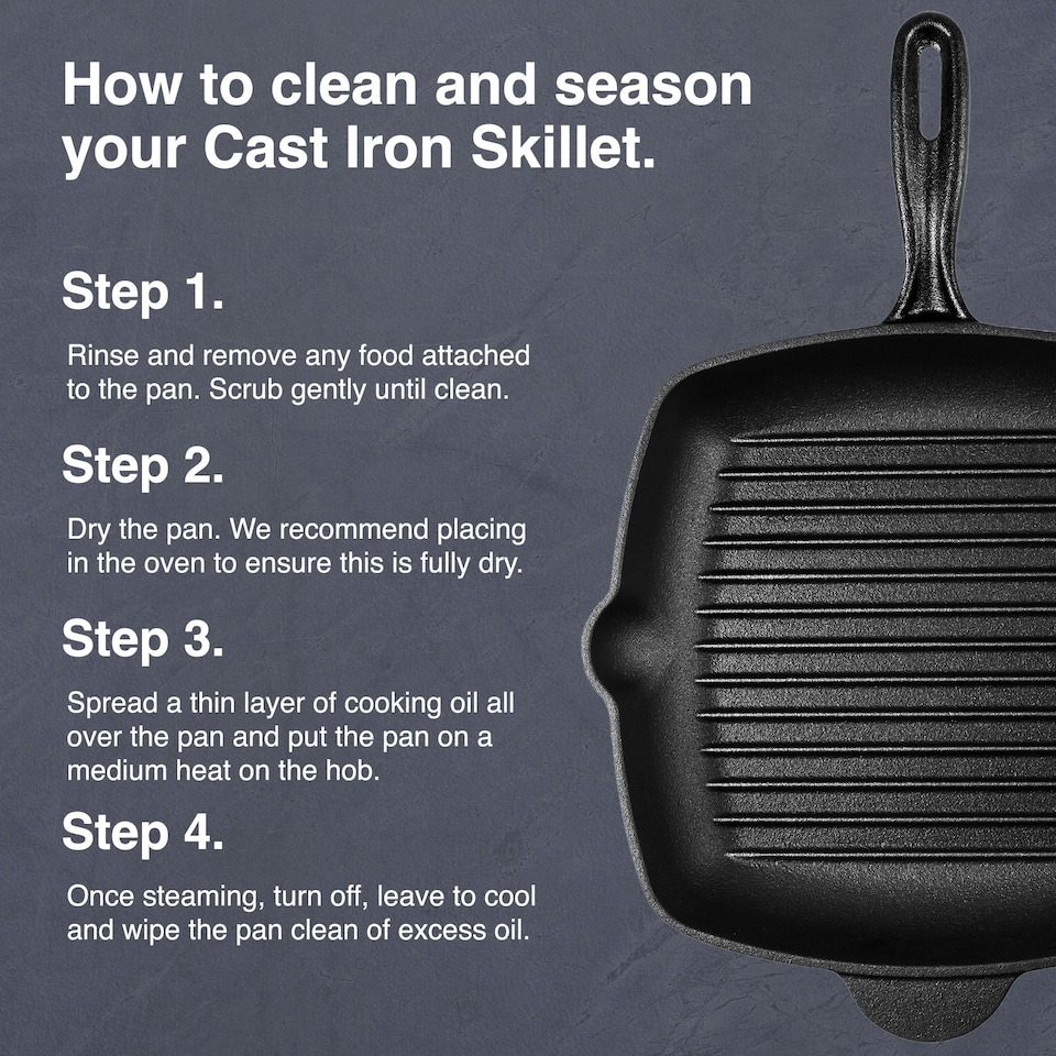 image 1 of VonShef Cast Iron Griddle Pan 10" Pre-Seasoned Non-Stick