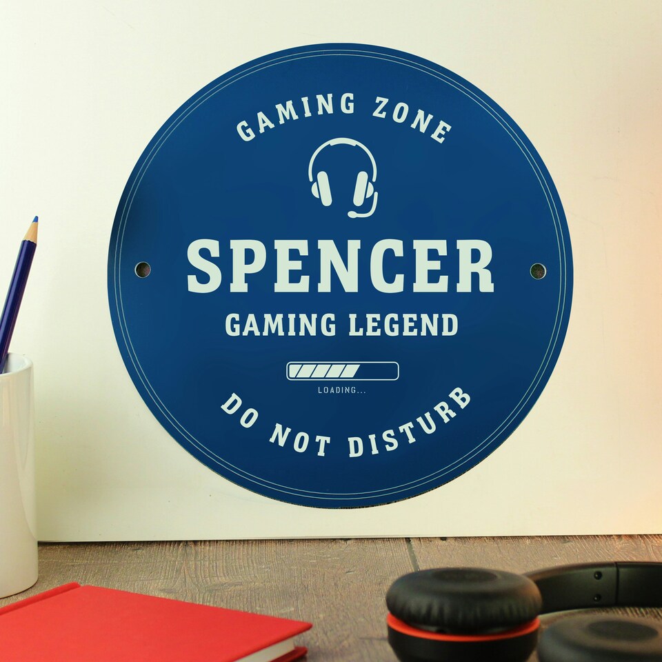 image 1 of Personalised Gaming Blue Plaque