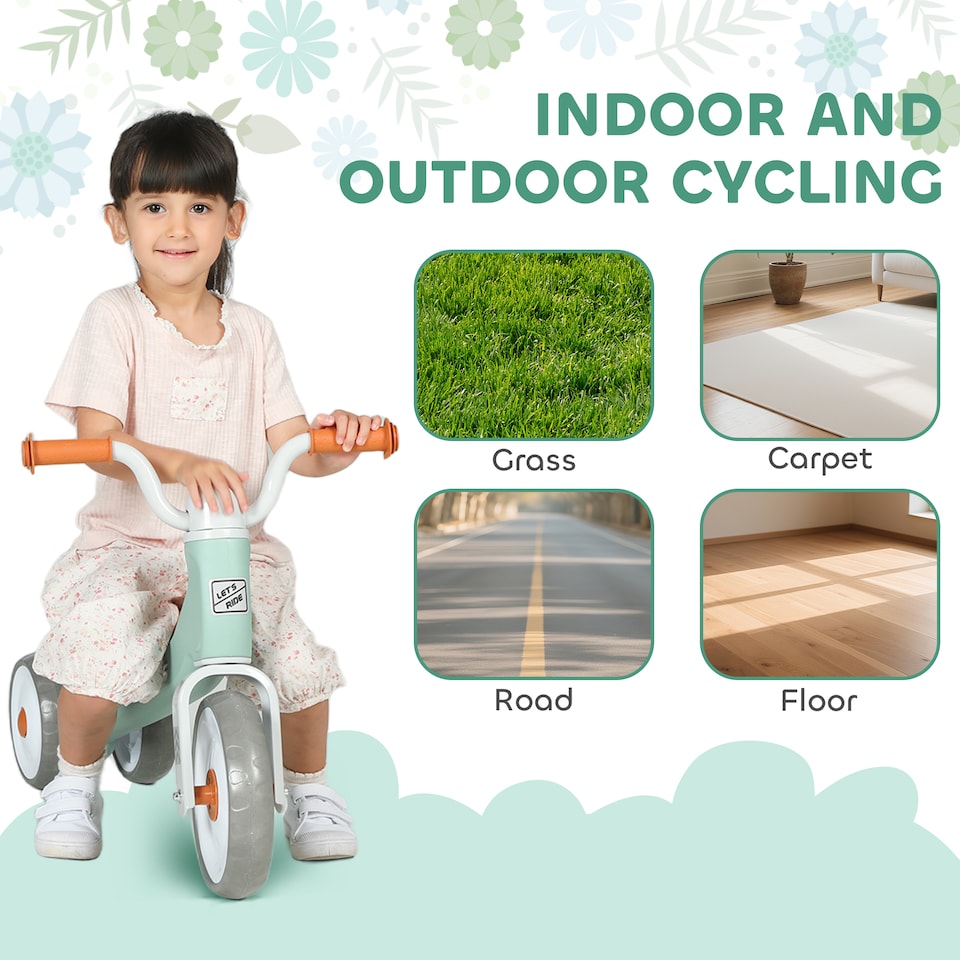 image 1 of AIYAPLAY Baby Balance Bike with 3 Wheels for 12-36 Months Boys Girls, Green