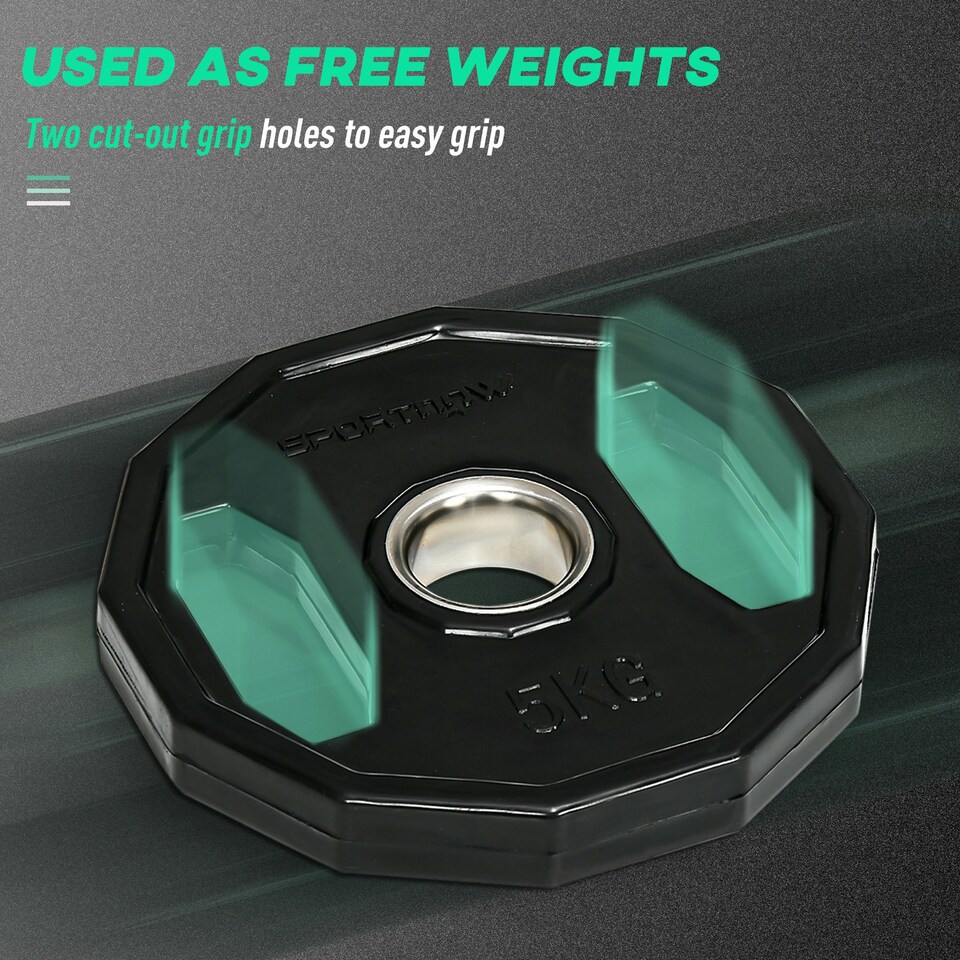 image 1 of SPORTNOW Olympic Weight Plates Set with 2"/5cm Holes for Home Gym, 2 x 5kg