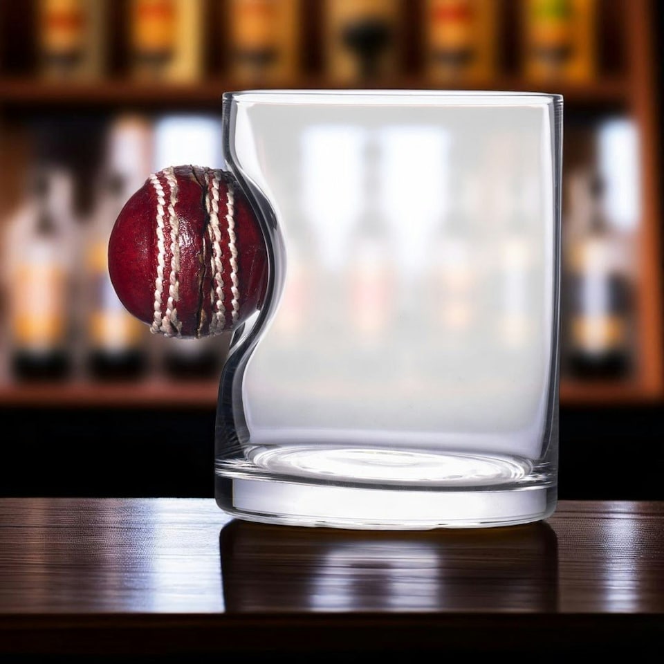 image 1 of Innings Ender Cricket Ball Tumbler Glass for Drinks Clear